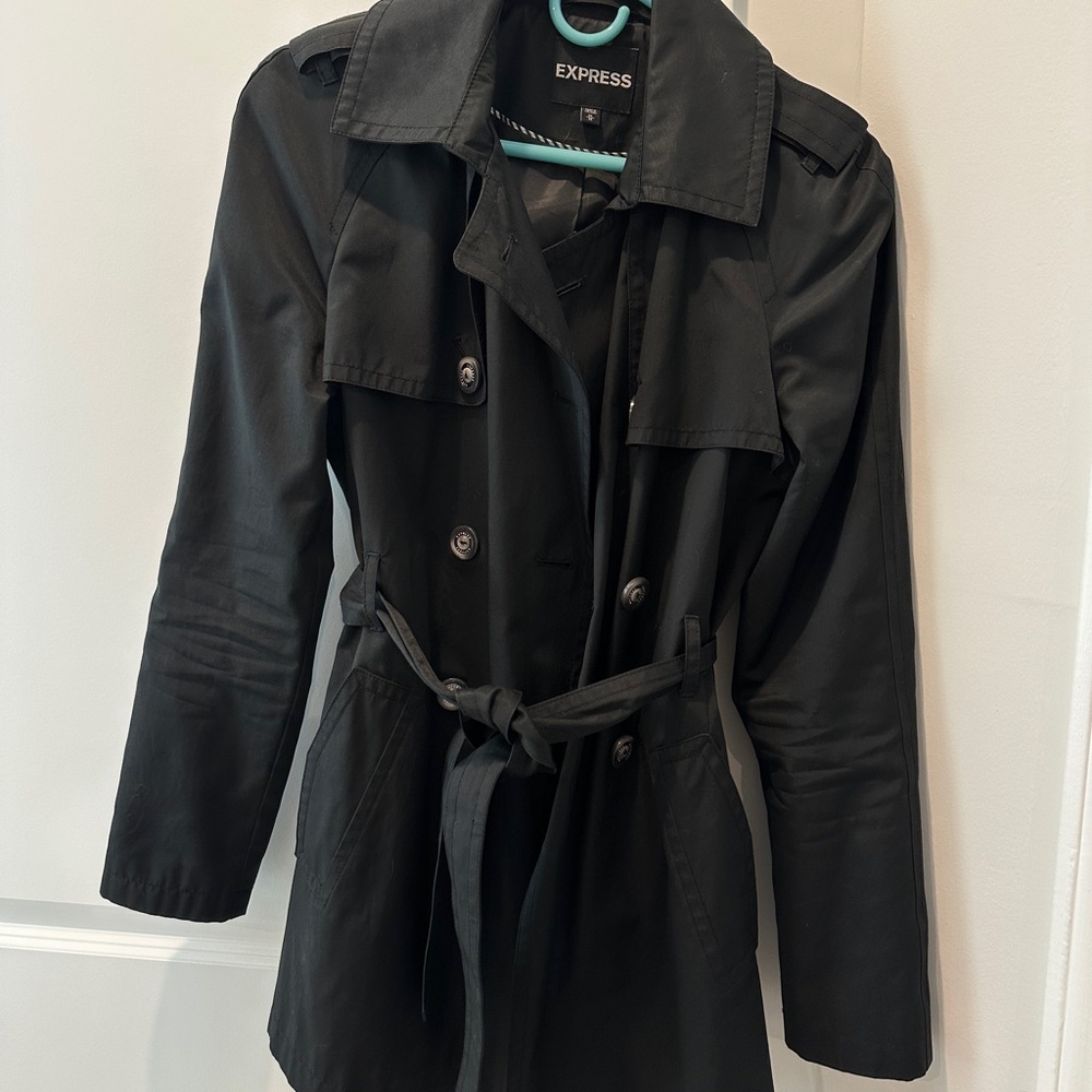 Express Women's Classic Black Trench Coat
